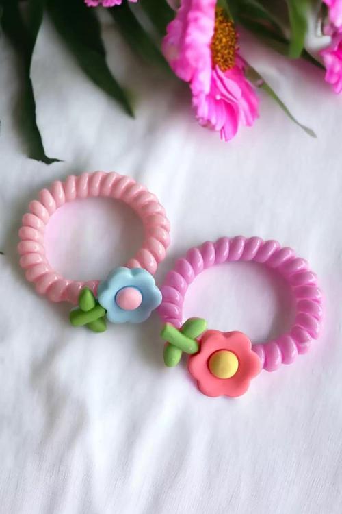 Pembe Renk 2 li Çiçekli Helezon Toka