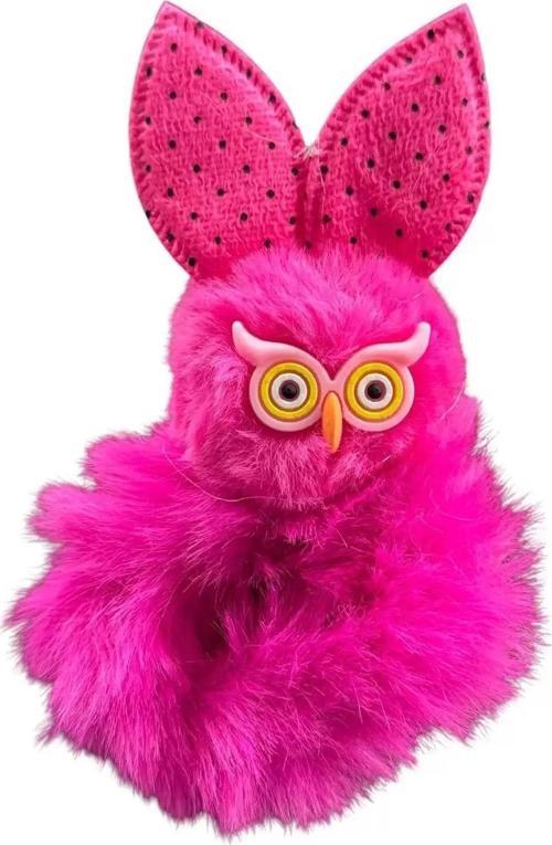 Fuşya Renk Baykuşlu Peluş Simit Toka