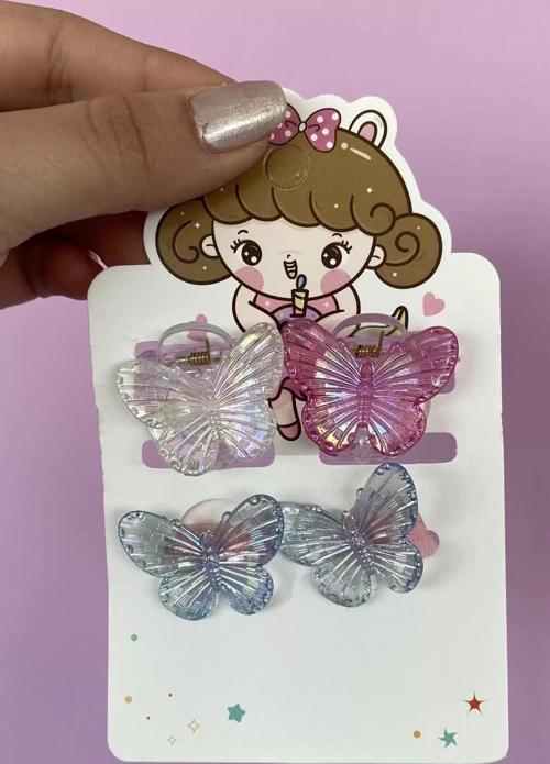 Karışık Renk Kelebekli Mandal Toka Ve Lastik Toka Set