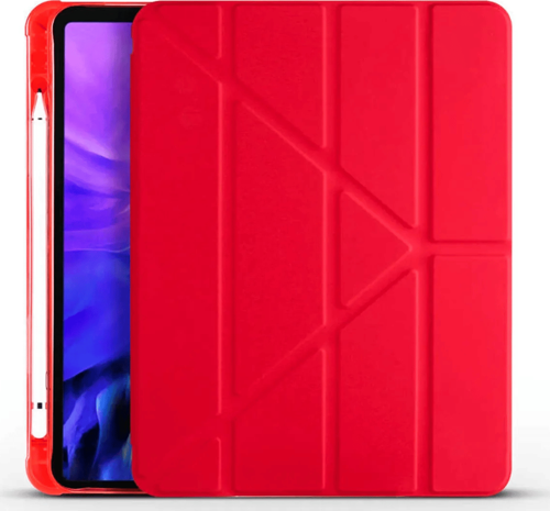 Apple iPad 11. Nesil Uyumlu 11 inç Kalem Bölmeli Standlı Fuchsia Tri Folding Tablet Kılıfı