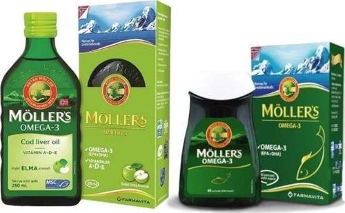 Möller\'s Mollers Möller\'s Elma Aromalı Balık Yağı Şurubu ve Möller\'s 60 Kapsül