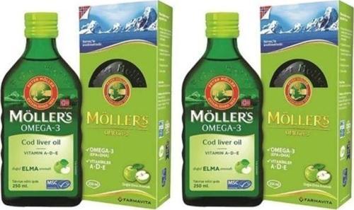 Möller\'s Mollers Möller\'s Omega 3 Balık Yağı Şurubu Doğal Elma Aromalı 250 Ml 2 Adet
