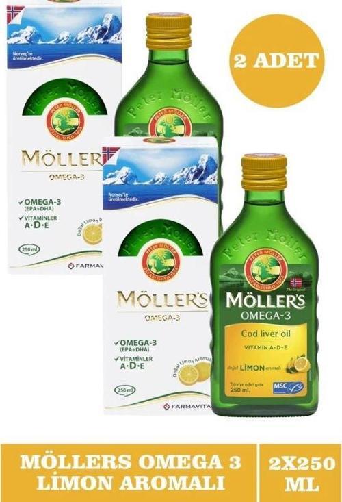 Möller\'s Omega 3 Limonlu Balık Yağı Şurubu 250 ml x 2 Adet