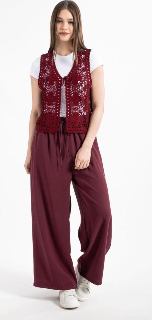 Hatunatila Kadın Akrilik Süzene Yelek Bordo - 5157