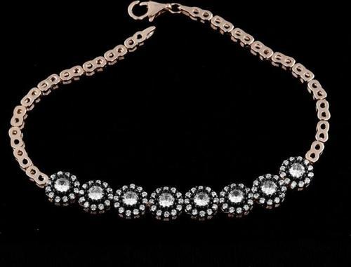 Rose Altın Kapmala Elmas Montür Gümüş Bileklik
