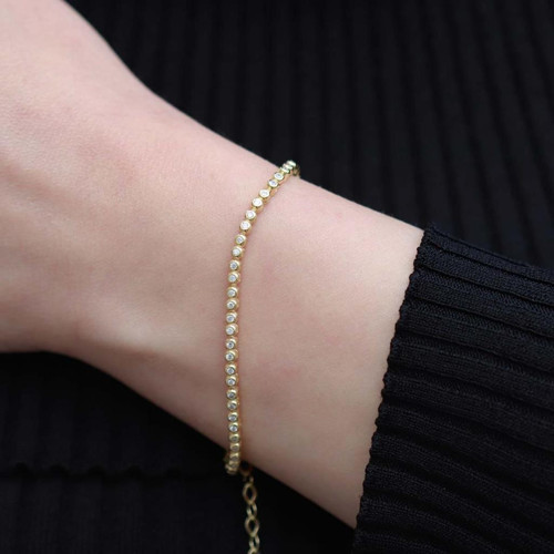 Zirkon Taşlı Gold Kaplama Su Yolu Bileklik