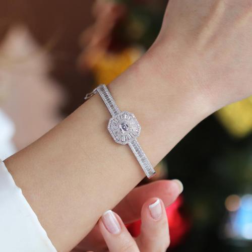 Baget Oval Taş Eurostar Gümüş Kelepçe