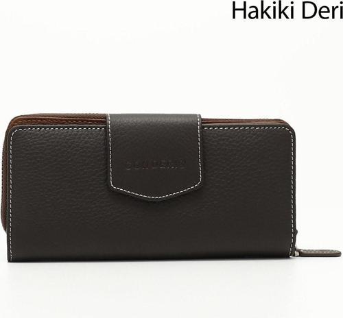 Kahveye Taba Gön Hakiki Deri Kadın Cüzdan 06909