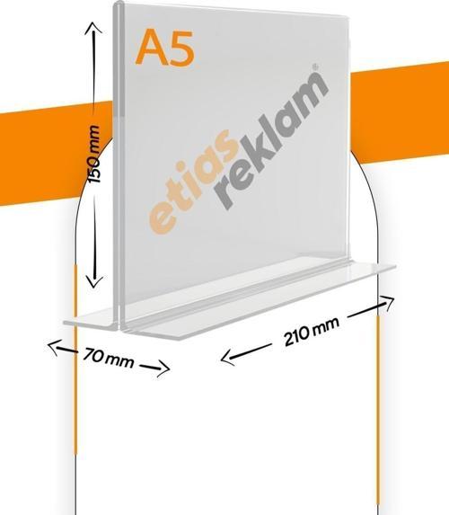 A5 T Tipi Yatay 5'Li Masa Üstü 2.8 Mm Şeffaf Pleksi Föylük / Broşürlük