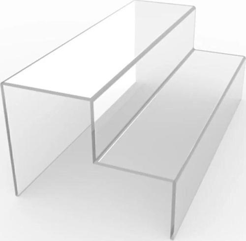 Destek Ayaklı Pleksi 2 Katlı Merdiven Stand Şeffaf 2 Basamak En 30 Cm Basamak Genişlik 9 Cm