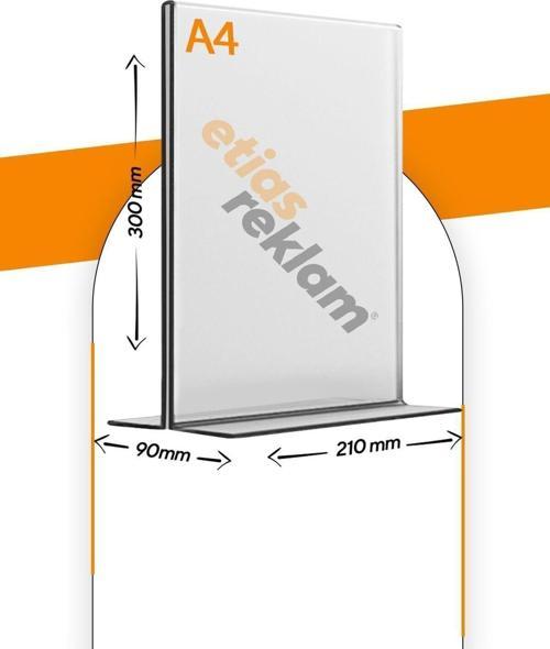 A4 T Tipi Dikey 5'Li Masa Üstü 2.8 Mm Şeffaf Pleksi Föylük / Broşürlük
