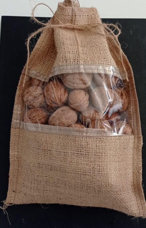 Jüt Ceviz Çuvalı, Şeffaf Pencereli, 21 Cm-32 Cm, 10 Adet, 1 Kg Ürün Taşır.