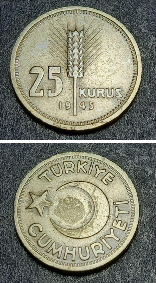 39963685701d88a916 Darphane Setinden Çıkma 1945 25Kuruş Eski Madeni Para