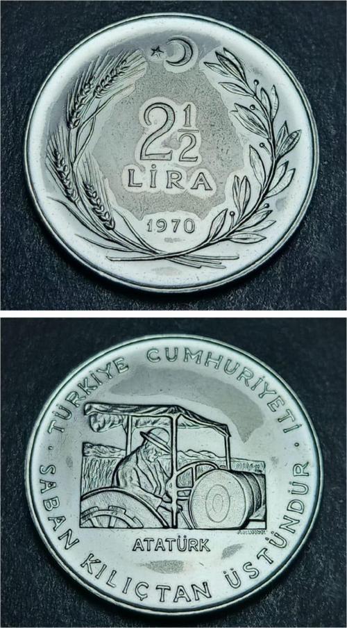 39963682634 Prof Baskı 2½Lira 1970 FAO Saban Kılıçtan Üstündür Eski Madeni Para