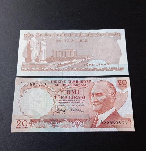 399636856c0919d0c2 6.Emisyon 3.Tertip G55 Serisi Çil 20Lira Eski kağıt para