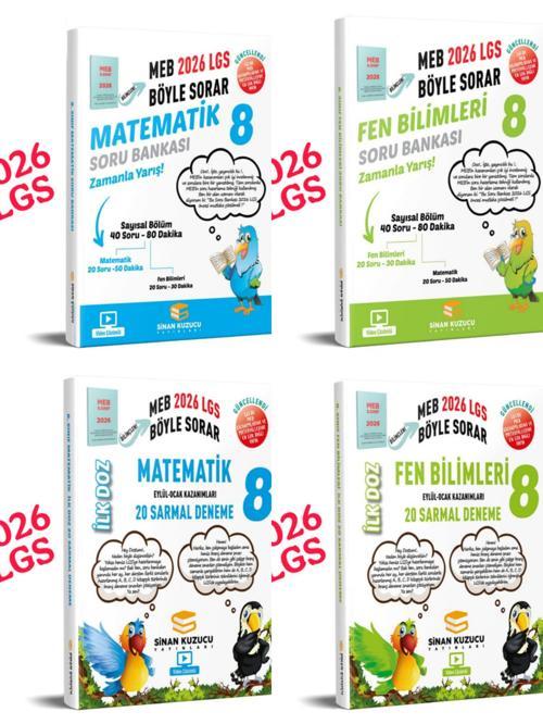 2026 LGS matematik-fen bilimleri soru bankası ve deneme 4'lü set - sinan kuzucu
