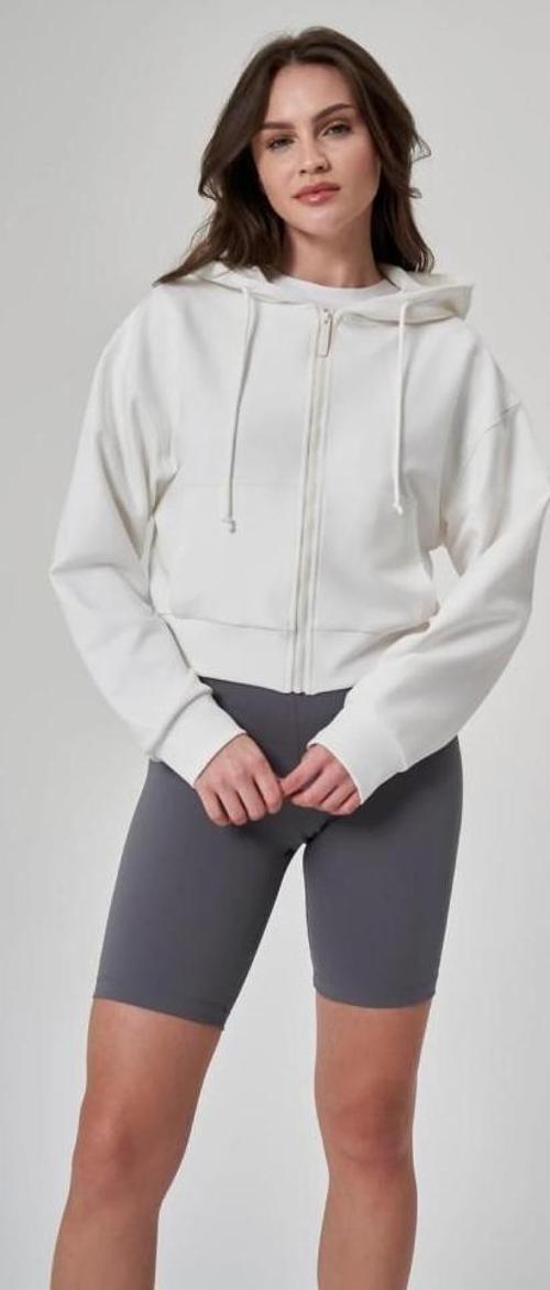 Kadın Fermuarlı Beyaz Sweatshirt 1529109-BEYAZ