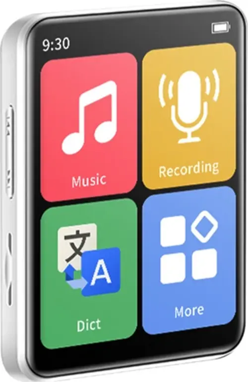 Kingkuee Mini Taşınabilir Mp3 Çalar Bluetooth Küçük Müzik Çalar Dokunmatik Ekran Walkman Spor Müzik Çalar Dahili 32G Kart-Beyaz
