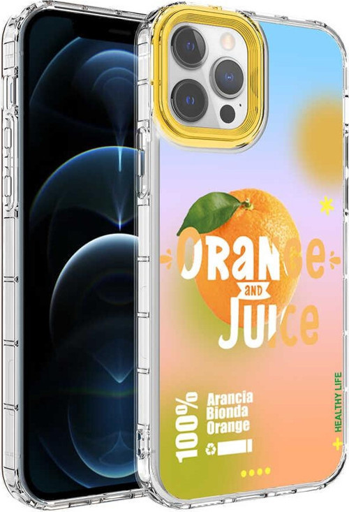 iPhone 12 Pro Max Kılıf Renkli Desenli Sert Silikon Korn Kılıf NO3