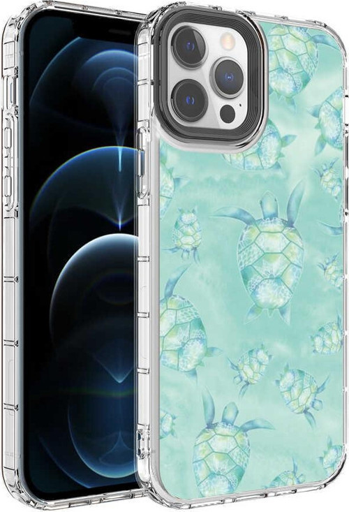 iPhone 12 Pro Max Kılıf Renkli Desenli Sert Silikon Korn Kılıf NO13