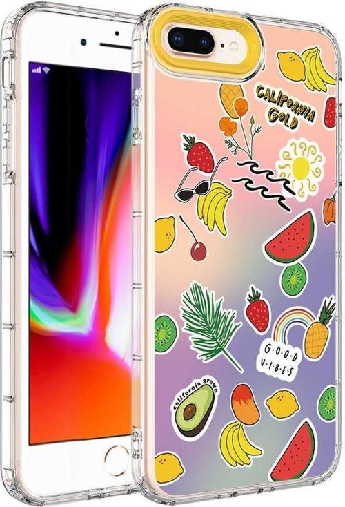iPhone 8 Plus Kılıf Renkli Desenli Sert Silikon Zore Korn Kılıf NO4