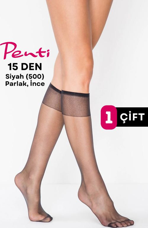 Fit 15 Den Parlak İnce Diz Altı Çorap Siyah/Black (500)