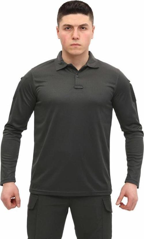 Polo Yaka Uzun Kol Taktik T-Shirt