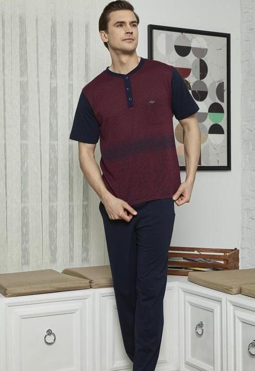 7615 Erkek Midi Yaka 3'lü Pijama Takımı