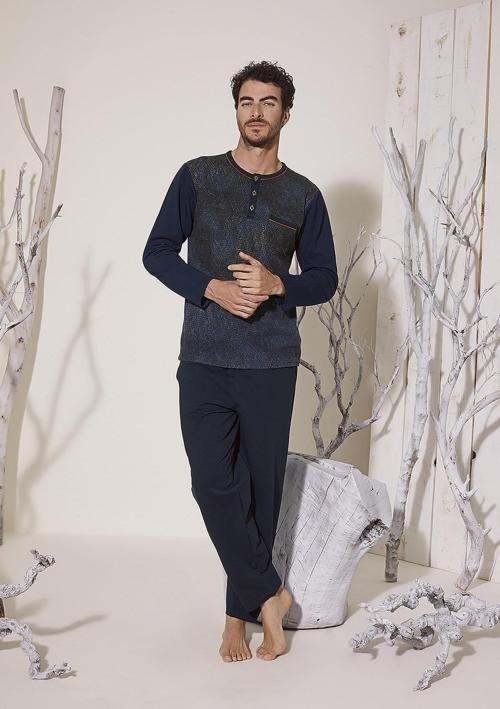 8026 Erkek Yaka Reçme Pijama Takım