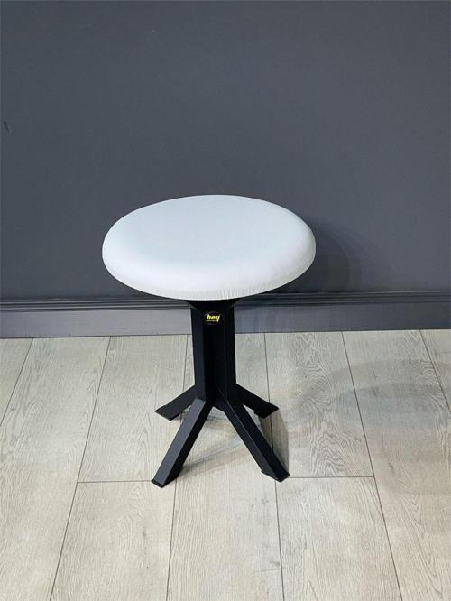 Tabure Beyaz Deri Puf Makyaj Masası Sandalyesi Metal Sandalye Tekli Çap 39 X Yükseklik 51 Cm