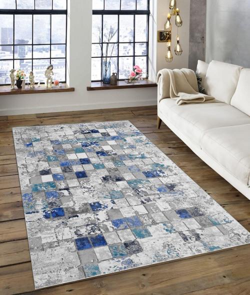 Dijidekor Işıltı Koleksiyonu Model163 Süngerli Dijital Baskılı Saçaksız Mutfak Halısı Yolluk