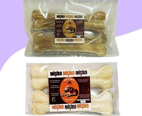 12Cm Beyaz ve Naturel Press Çiğneme Kemiği 2x2Li Paket (4 Adet)