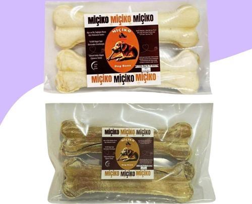 15 Cm Beyaz ve Naturel Press Çiğneme Kemiği 2 x 2Li Paket (4 Adet)