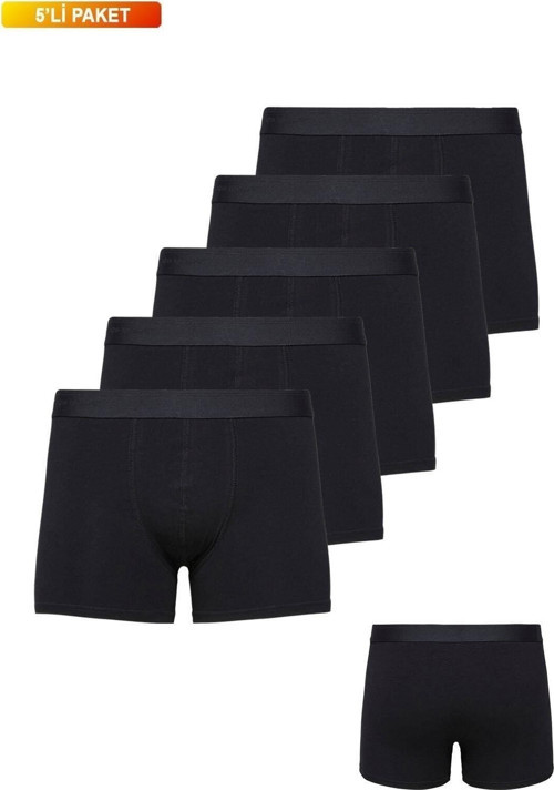 Erkek Boxer Pamuklu Likralı 5'Li Paket