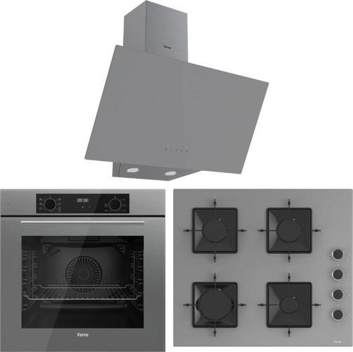 FlowArt QBL63CPR - SS208 - D079 7 Prog. Dijital Turbo Ankastre Set - Gri