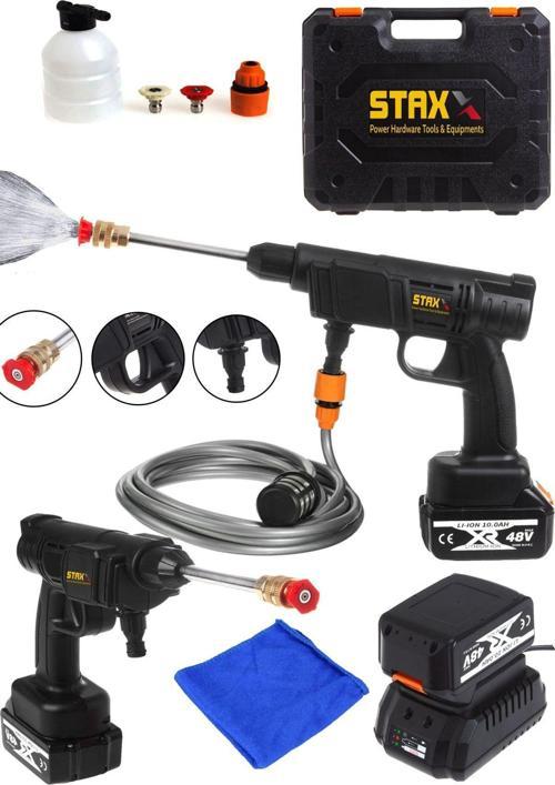 70 Bar 2000W Akülü 48V Kömürsüz Motor Yüksek Basınçlı Oto Araba Yıkama Makinesi + Fiber Silme Bezi