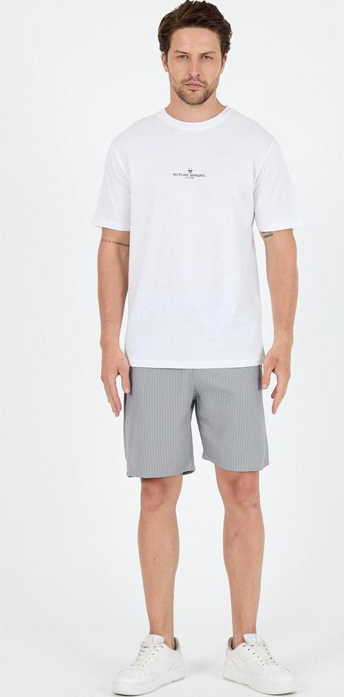 Outlaw Apparel Baskılı %100 Pamuk Kısa Kol Rahat Kalıp Bisiklet Yaka Erkek T-shirt 0970