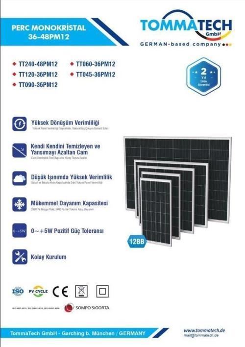 240 W Watt Half-cut Monokristal Multibusbar Güneş Paneli ( 48pm M12 Hc-mb )