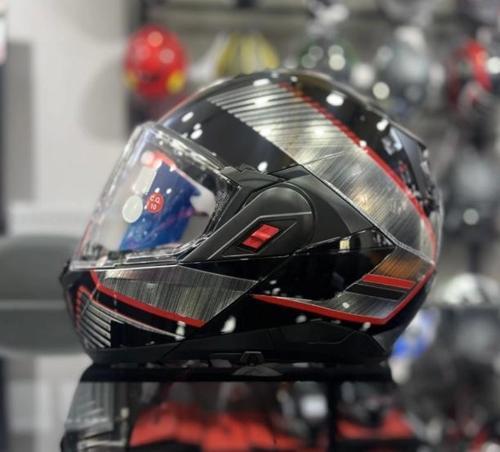 Kask Shark Oxo Sıkter Çene Açılır Gümüş/Siyah/Kırmızı