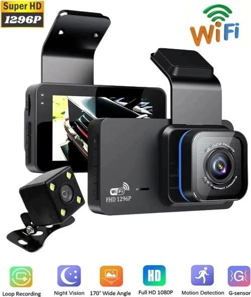 Araç İçi Kamera Wifi Özellikli Ekranlı Ön Ve Geri Görüş Kameralı Mikrofonlu 3 İnç Hd