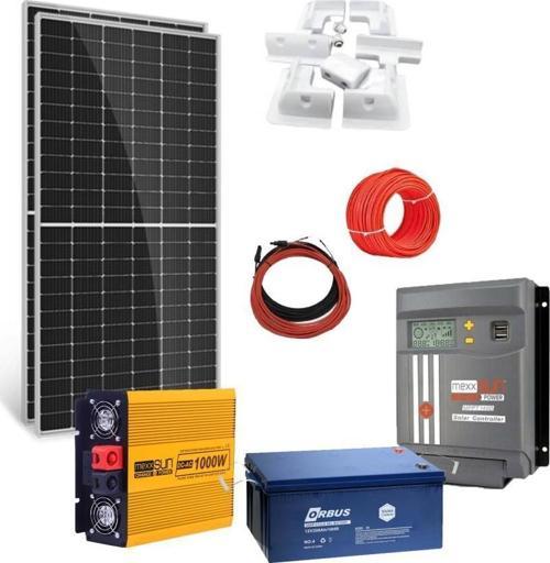 Karavan Solar Paketi 1000 Watt Şarjlı İnverter 205w Güneş Paneli Mpptli