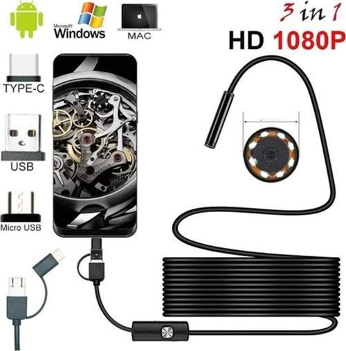 Endoskop 3 İn 1 Yılan Kamera Usb Micro Usb Type-c 20 Metre Sert Kablo