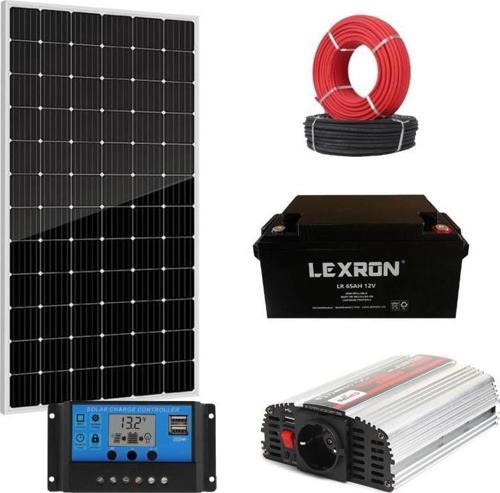 Güneş Enerjisi Aydınlatma - TV Paketi  600W İnverter 170W Güneş Paneli 65Ah Jel Akü
