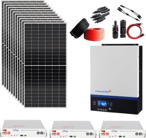 Güneş Enerjisi Solar Paketi 5kva İnverter 550 watt Güneş Paneli 48V 50 Amper Lityum Akü