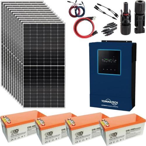 Güneş Enerjisi Solar Paketi 5.6kva İnverter 550 watt Güneş Paneli 200 Amper Jel Akü