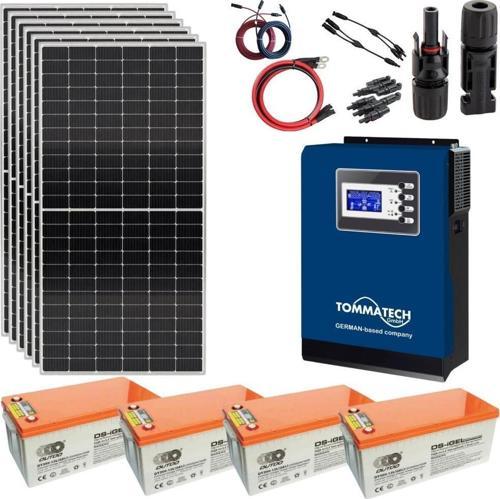 Güneş Enerjisi Solar Paketi 5kva İnverter 550 watt Güneş Paneli 200 Amper Jel Akü