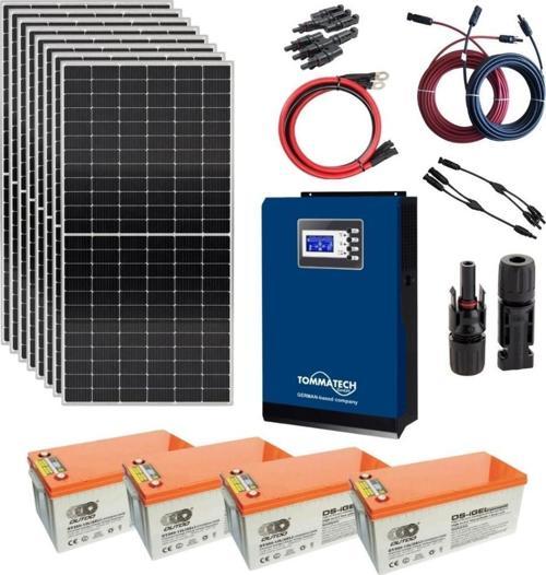 Güneş Enerjisi Solar Paketi 3kva İnverter 400 watt Güneş Paneli 200 Amper Jel Akü