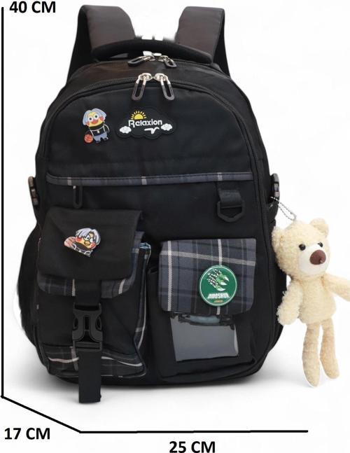 Relaxion 2174-1450 İthal Kore Tarzı Unisex Çocuk İlkokul Sırt Çantası - NKT02174-siyah-TEKEBAT