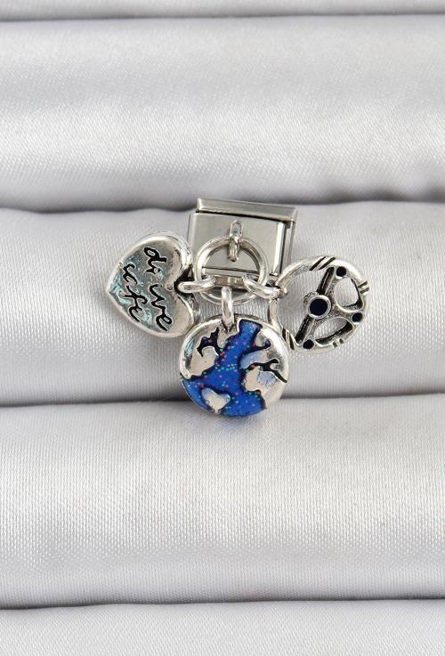 316L Çelik Gümüş Renk Travel Model Nomination Charm
