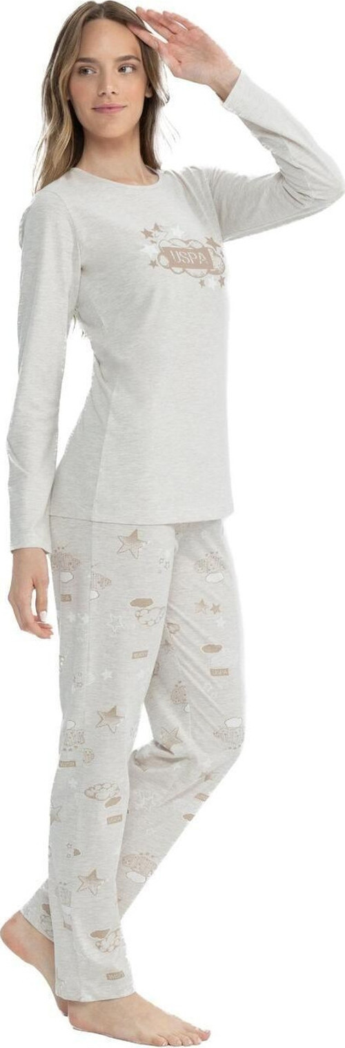 Kadın Bej Melanj Yuvarlak Yaka Pijama Takımı Pls 025K.1Aes7.Tr1.A.2Ou.P2.Km11